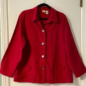 linden
hill 100% washable silk two pocket button front shirt jacket size X